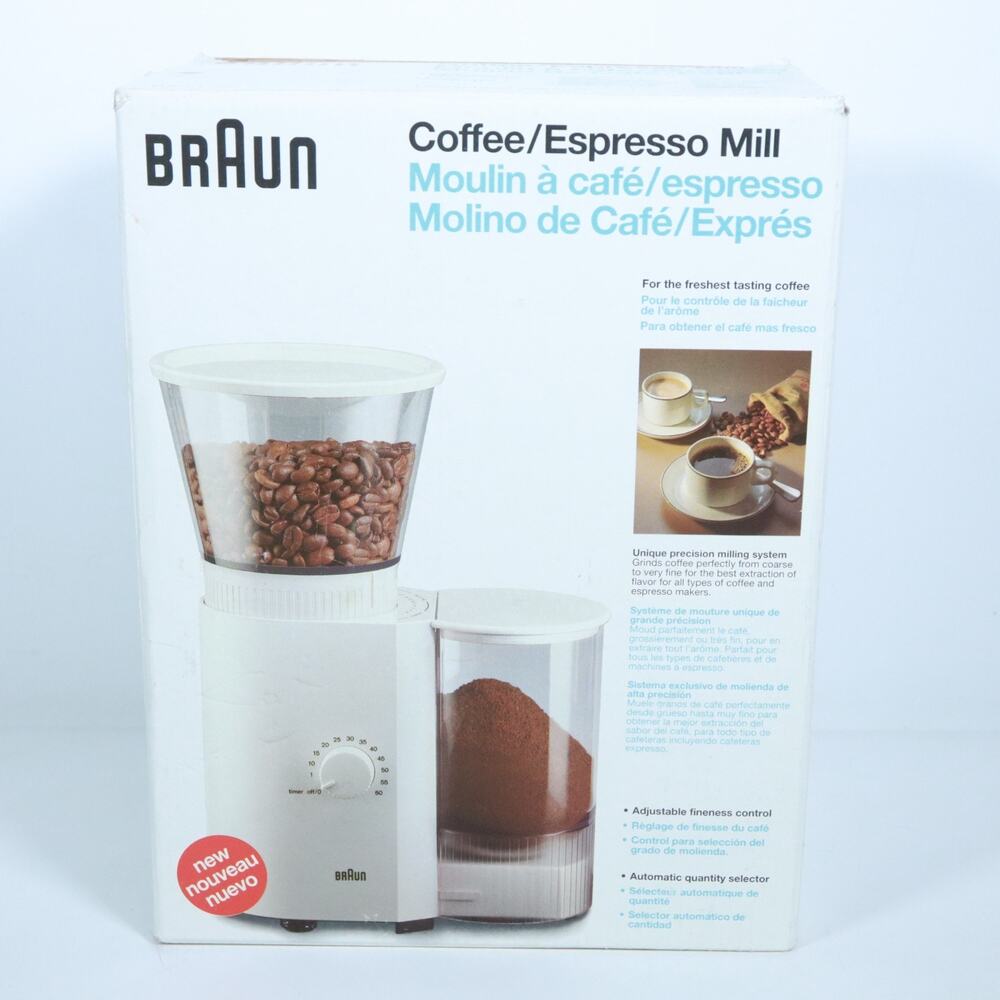 Braun Coffee Grinder Espresso Mill White Model KMM30 NEW IN BOX!!